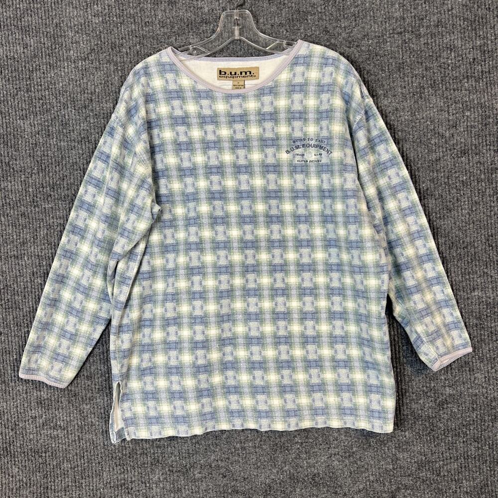 Vintage 90's Bum Equipment Pullover Shirt Size Medium Plaid Y2K Multi Color